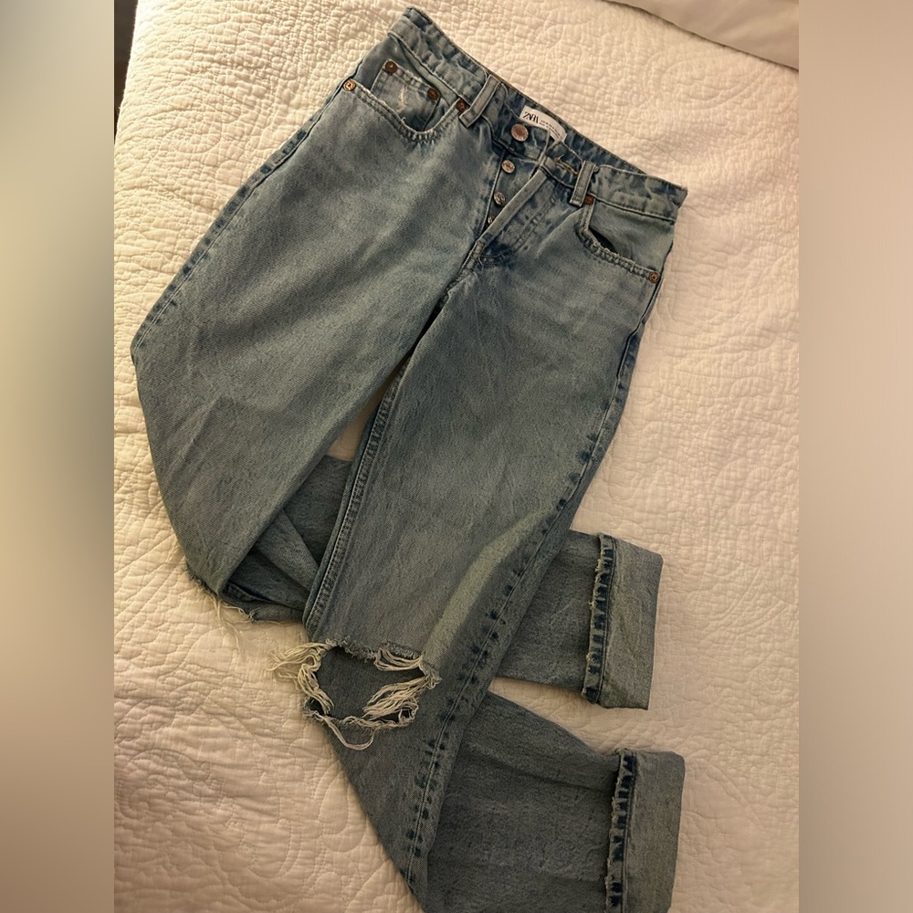 Zara Light Blue Straight Leg Jeans
